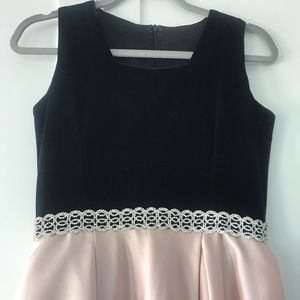 Black velvet and soft pink gown